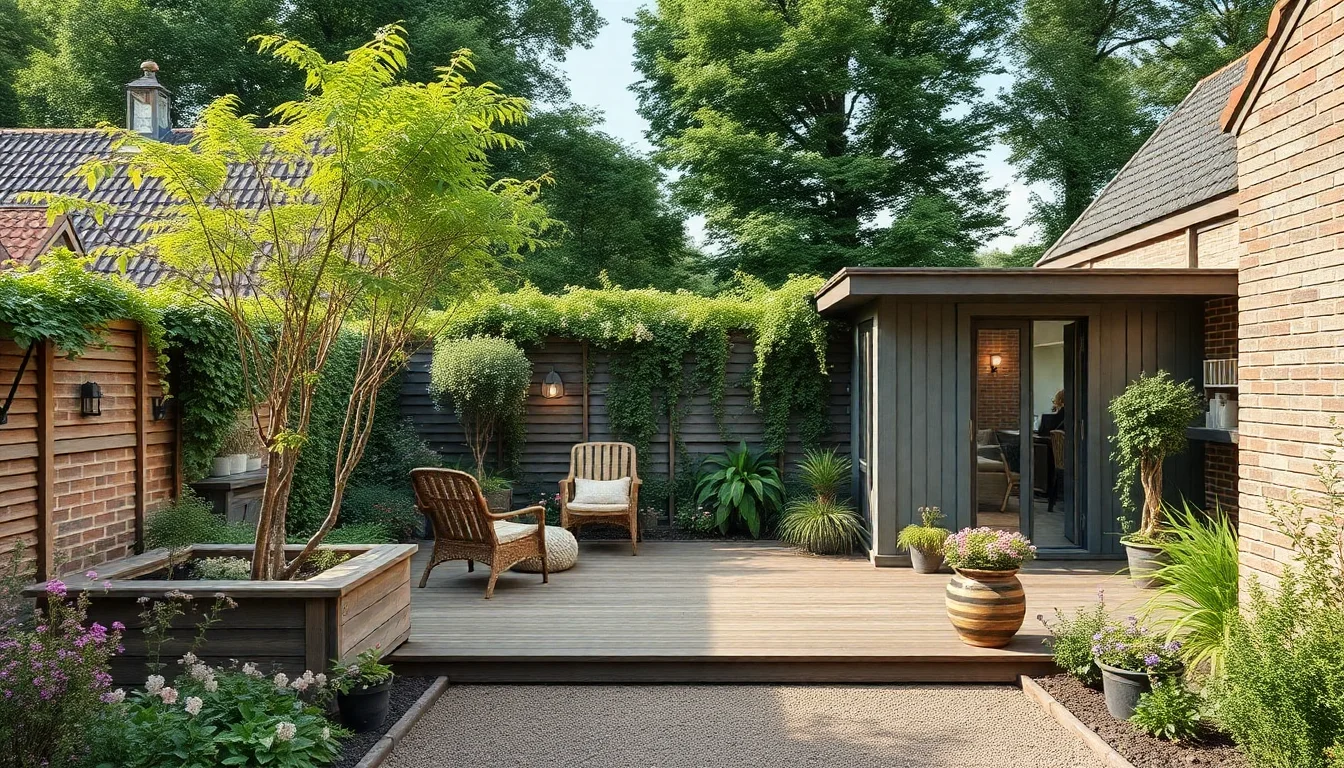 Dutch suburban garden modern terraced