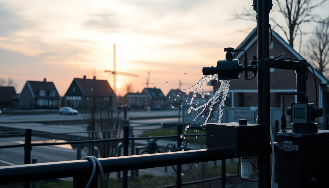 Automatisch bewateren — Water spraying in the air with green foliage — Automatisch bewateren: systemen vergeleken